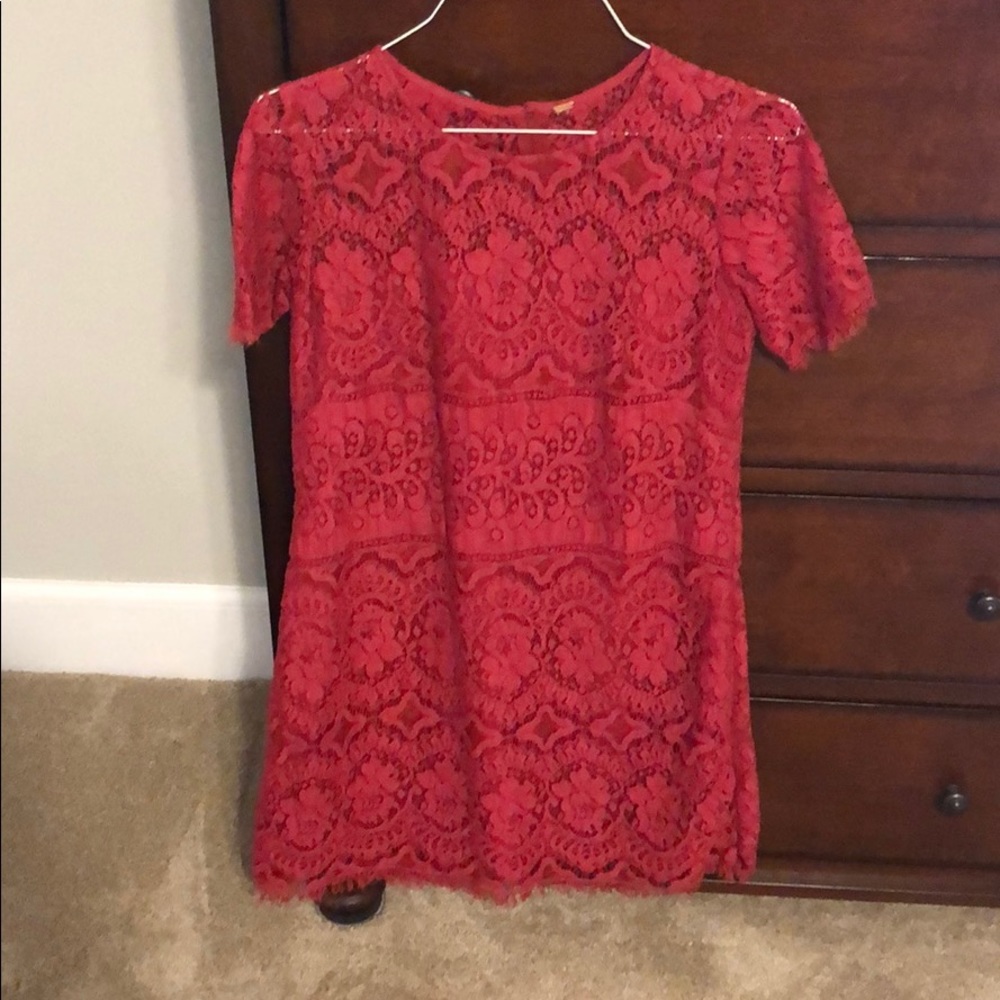 Free People Red Lace Dress Size 6